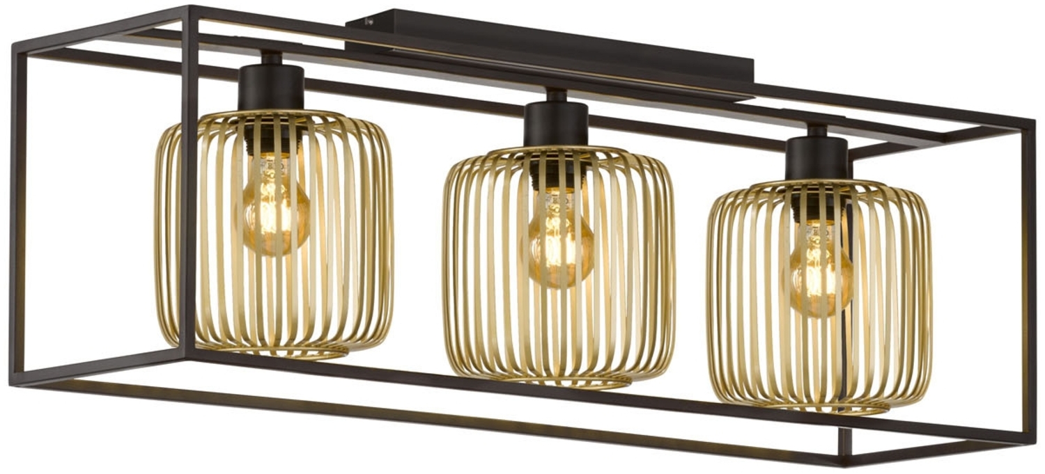 Fischer & Honsel 21357 Deckenleuchte Caydo 3-flammig schwarz goldfarben E27 Bild 1