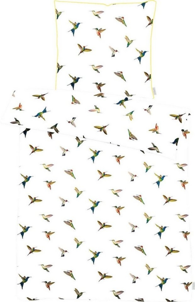 APELT Bettwäsche Kolibri, Mako-Satin, 2 teilig, stylische bunte Vögel Bild 1