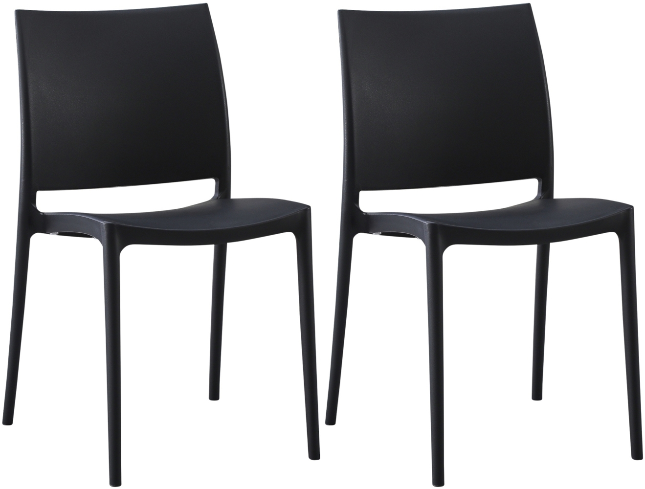CLP 2er Set Gartenstühle Meton stapelbar wetterfest UV-beständig,schwarz Bild 1
