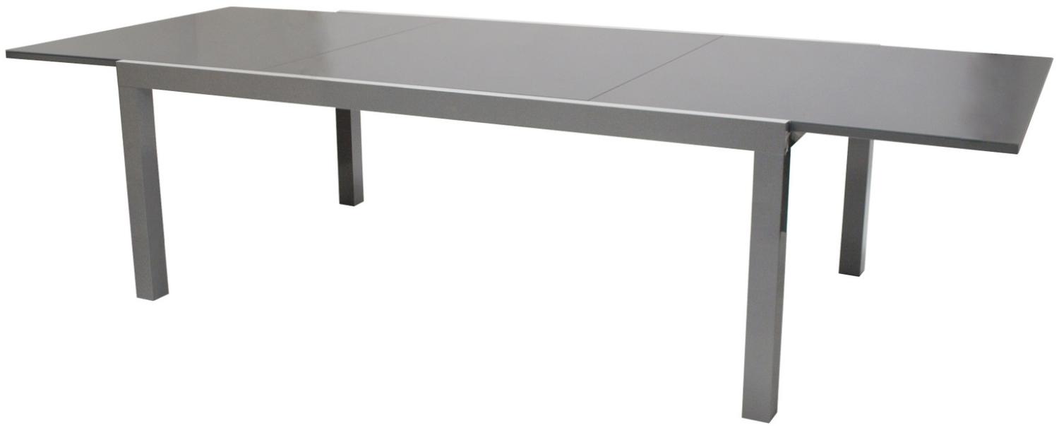 Ausziehtisch 200/300x110 cm Alumium Glas Silber/Hellgrau Bild 1