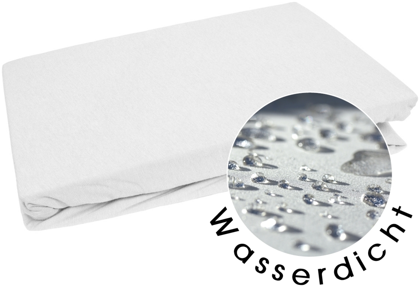 Wasserdichtes Spannbettlaken weiß Jersey/PU 120x200cm Höhe bis 35cm Bild 1