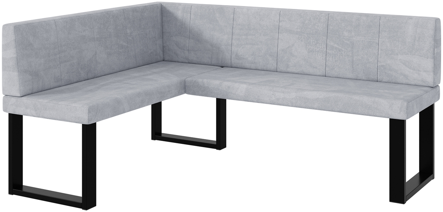 MEBLINI Eckbank für Esszimmer - Küchenbank - Essecke - Sitzecke Küche - PETER - U-Beine 128x168x87cm Links - Hellgrau Samt Bild 1
