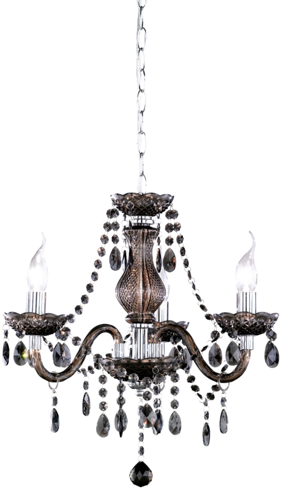 LED Kronleuchter 3-flammig Silber Chrom mit Acryl Kristall Schwarz Ø 46cm Bild 1