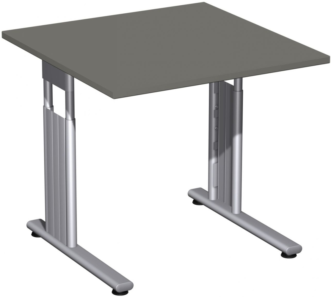 Schreibtisch 'C Fuß Flex' höhenverstellbar, 80x80 cm, Graphit / Silber Bild 1