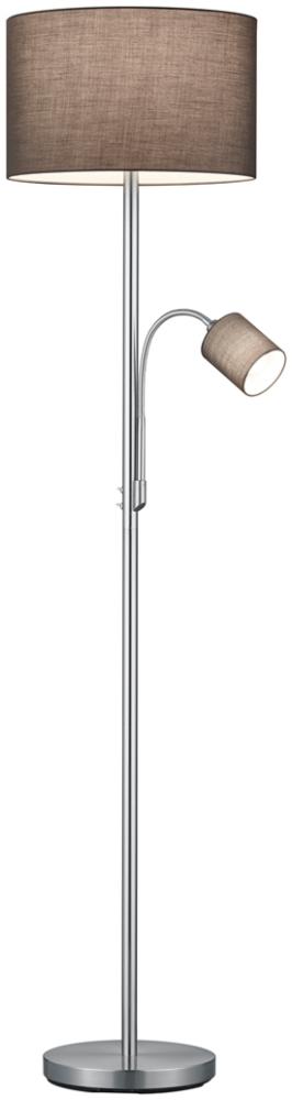 TRIO Leuchten LED Stehlampe wechselbar / dimmbar, Metall / Stoff grau, Höhe 170cm Bild 1