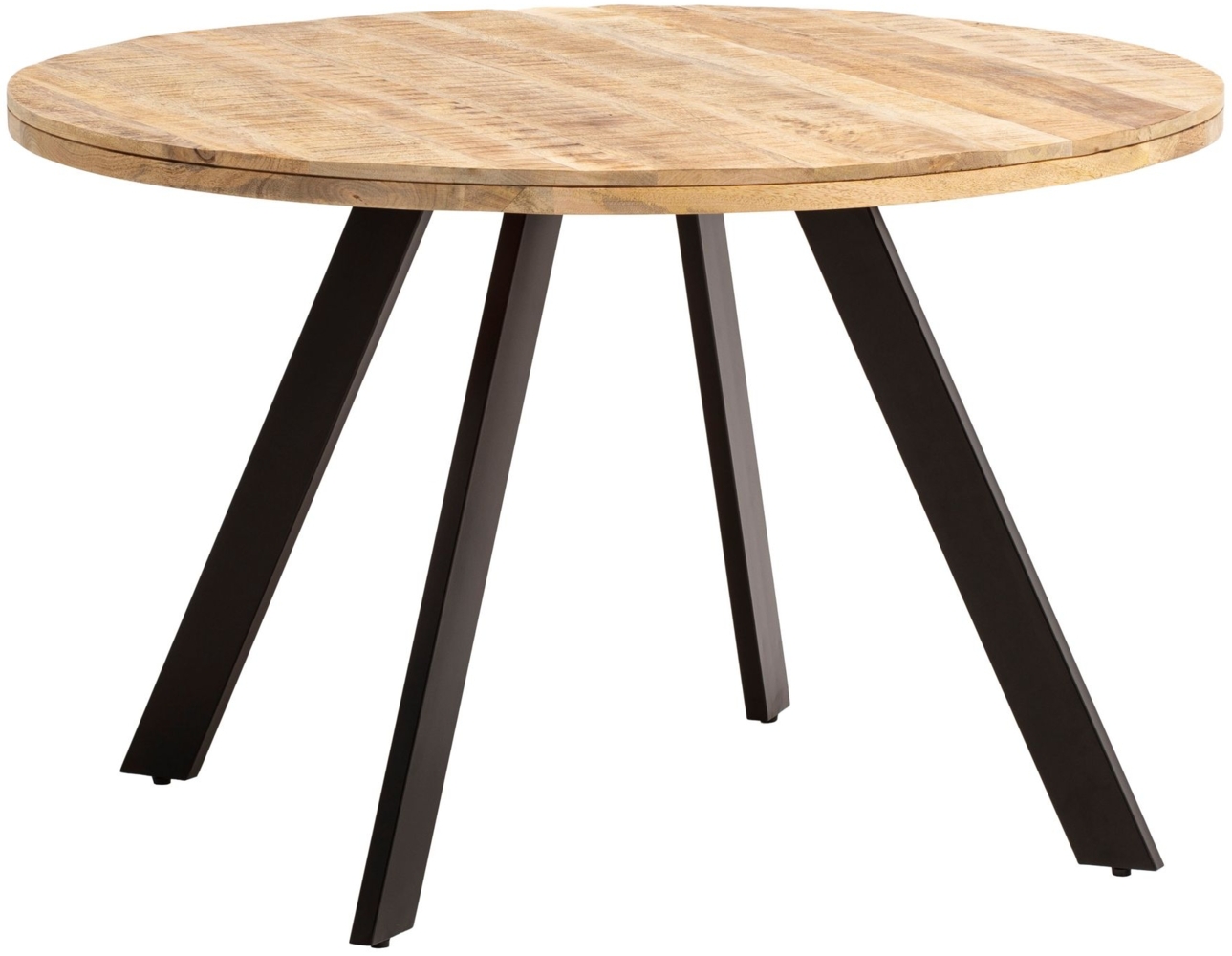 Esszimmertisch 120x120x76 cm Mango Massivholz Esstisch Modern, Küchentisch Massiv mit Metallbeinen, Holztisch Esszimmer Rund, Kleiner Speisetisch Holz Bild 1