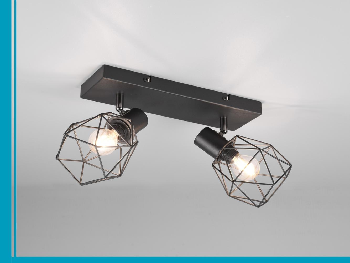meineWunschleuchte Deckenspots, ohne Leuchtmittel, Decken-lampe Industrie-Design mit 2x Draht Lampen-schirm, Breite 30cm Bild 1