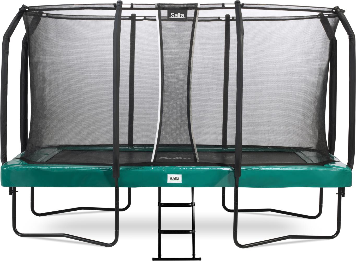 Salta 'First Class' Trampolin inkl. Sicherheitsnetz und Leiter, rechteckig, Stahl grün, 427x244 cm Bild 1