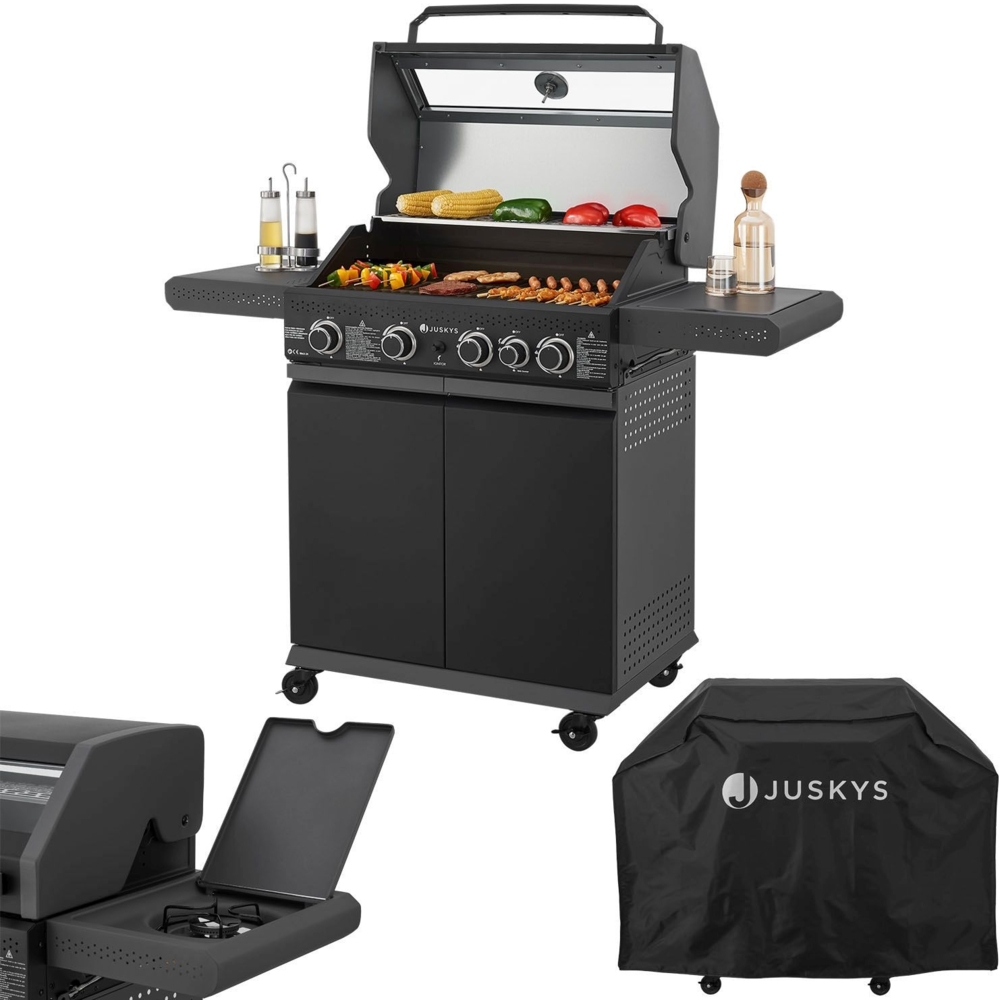 Juskys 'Savannah' XXL Gasgrill mit Grillrost, Unterschrank für Gasflasche & Abdeckplane, Stahl anthrazit, 133 x 57 x 114 cm Bild 1