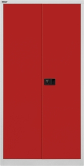 Bisley Flügeltürenschrank Universal, 3 Fachböden, 4 OH, Farbe Korpus lichtgrau, Türen kardinalrot
