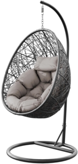 Mirjan24 'Bordia' Hängesessel mit Kissen, Stahl Grau, 195 x 95 x 95 cm