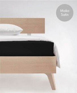 Fleuresse Colours Spannbettlaken, Uni-Mako-Satin, schwarz, 100x200 cm