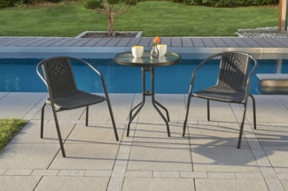 LC Garden Gartentisch Garvista Garten Set Balkontisch mit Gartenstühlen Ø60cm rund braun (Balkonset, 3-St)
