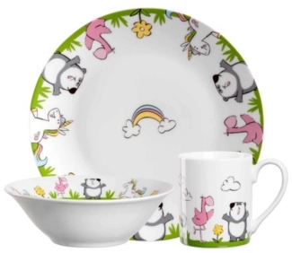 Leonardo BAMBINI Kindergeschirr Set Einhorn / Panda / Flamingo 3-teilig - A
