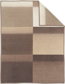 Ibena 'Granada' Kuscheldecke, Baumwollmischung beige / braun, 150x200 cm