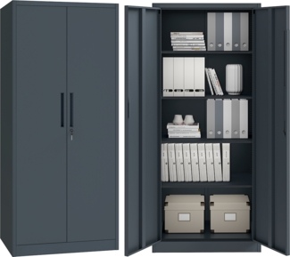 STEELSØN 'Regulus' Aktenschrank, Metall, anthrazit, 165x40x80 cm, abschließbar, Metallschrank mit 4 Ablagen, geeignet als Werkzeugschrank