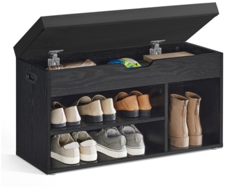 Vasagle Schuhbank mit Sitzfläche, Holzspanplatte, 30 x 80 x 44 cm, ebenholzschwarz