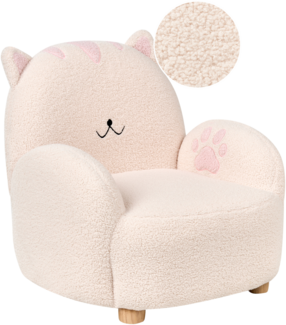 Kindersessel Bouclé cremeweiß Katze ZOAR