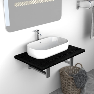 vidaXL Badmöbel ohne Waschbecken, Holz schwarz, 60×40×16,3 cm