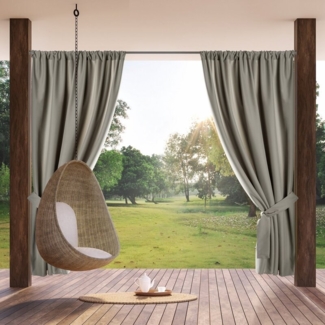 Terassenvorhang Outdoor Vorhang zum Garten Wasserfest cappucino 155X200 Tunnelzug
