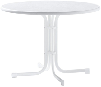 Boulevard-Klapptisch, Ø 100 cm, weiß Stahlrohrgestell, Mecalit-Pro-Platte