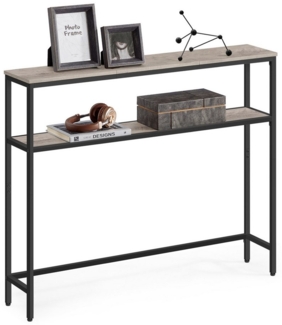 Vasagle Konsolentisch, schmaler Sofatisch mit 2 Ablagen, 20 x 100 x 80 cm, Flurtisch, 2 Ebenen, für Flur, Wohnzimmer, Schlafzimmer, greige meliert-tintenschwarz LNTDE131K02