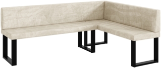MEBLINI Eckbank für Esszimmer - Küchenbank - Essecke - Sitzecke Küche - TONI - U-Beine 142x196x87cm Rechts - Creme Samt