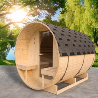 Home Deluxe 'Lahti Deluxe L'Outdoor Fasssauna, für 4 Personen, 195 x 192 x 220 cm