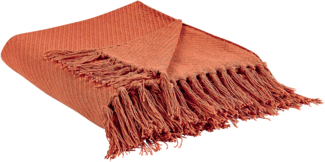 Beliani 'YARSA' Kuscheldecke, Baumwolle rot, 125x150 cm