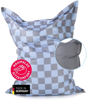 Lumaland 'Karo' Sitzsack XXL für Outdoor & Indoor, Polyester, Blau/Grau, 380 l