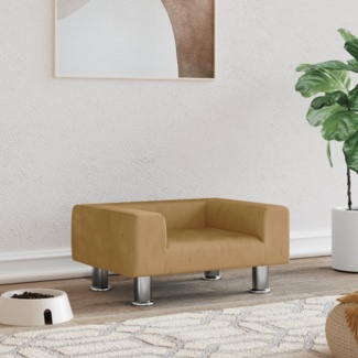vidaXL Hundebett, Samt, Braun, 50 x 40 x 26.5 cm