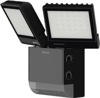 Theben 1020803 theLeda S17-100 BK LED-Strahler I integrierter Bewegungsmelder I schwarz I 17 W I