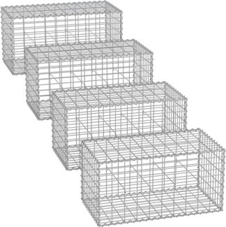 SONGMICS Gabionenkörbe, verzinkt, Metall silber, 100 x 50 x 50 cm, 4 Stück