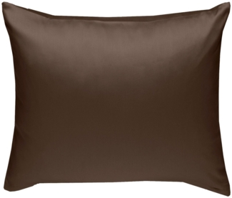 Bettwaesche-mit-Stil Mako-Satin / Baumwollsatin Bettwäsche uni / einfarbig dunkelbraun Kissenbezug 40x40 cm