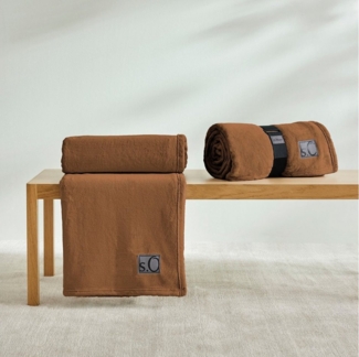 s.Oliver 'Oro' Wohndecke, flauschig, warm & waschbar, Polyester cognac, 150x200 cm
