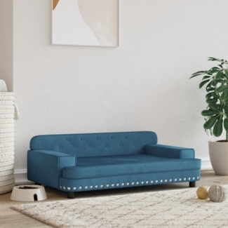vidaXL Hundebett Blau 90x53x30 cm Samt 171868