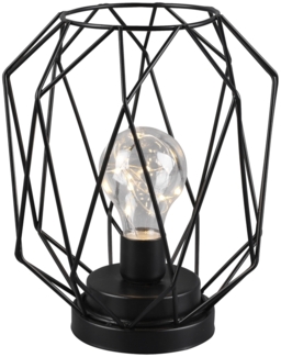 meineWunschleuchte LED-Tischleuchte, Batteriebetrieben, Metall schwarz, Ø17,5x21cm