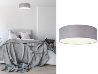 smartwares LED Deckenleuchte, Dimmfunktion, LED wechselbar, Warmweiß, mit Stoff Lampen-schirm Grau, Design-klassiker für Treppenhaus, Ø 30cm