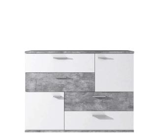 Forte 'Skive' Kommode, Holzwerkstoff Betonoptik, 95,9 x 41,3 x 124,9 cm