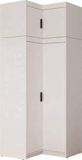 Eckkleiderschrank Elena 2D + Schrankaufsatz (Farbe: Weiß)