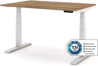 ASSMANN Elektrisch höhenverstellbarer Kinderschreibtisch JUNIOR 140x70cm Eiche Tabak Signalweiß Metall Holz