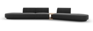 Micadoni Modulares Sofa Miley 5-Sitzer ohne Armlehnen Rechts Samtstoff Grau