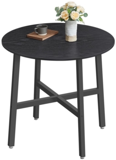 Vasagle Esstisch klein, runder Küchentisch, Industriedesign, ebenholzschwarz / tintenschwarz, 80 x 80 x 75 cm