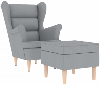 vidaXL Sessel mit Fußhocker Hellgrau Stoff 3307989