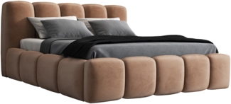 A&J MöbelLand 'Sonic' Polsterbett, Polyester, Braun, 90 x 200, mit Lattenrost, mit Bettkasten
