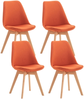CLP 4er Set Esszimmerstuhl Linares Mit Buchenholzgestell,orange Stoff