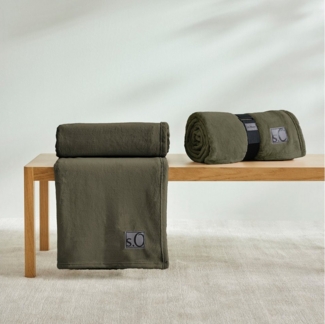 s.Oliver 'Oro' Wohndecke, flauschig, warm & waschbar, Polyester grün, 150x200 cm