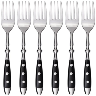 GRÄWE Dessertgabel, Serie Nürnberg, 6er Set, schwarze Griffe