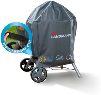 LANDMANN Premium Grillabdeckung, wetterfest und UV-beständig, Polyester grau, 70 x 70 x 90 cm