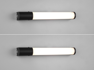LED Bad Wandleuchten 2er Set mit Steckdose Schwarz 41,5cm - Spiegelleuchte